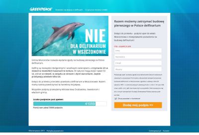 Landing page Greenpeace